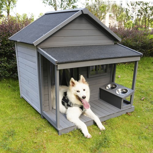 Solid wood dog house asphalt - dog,